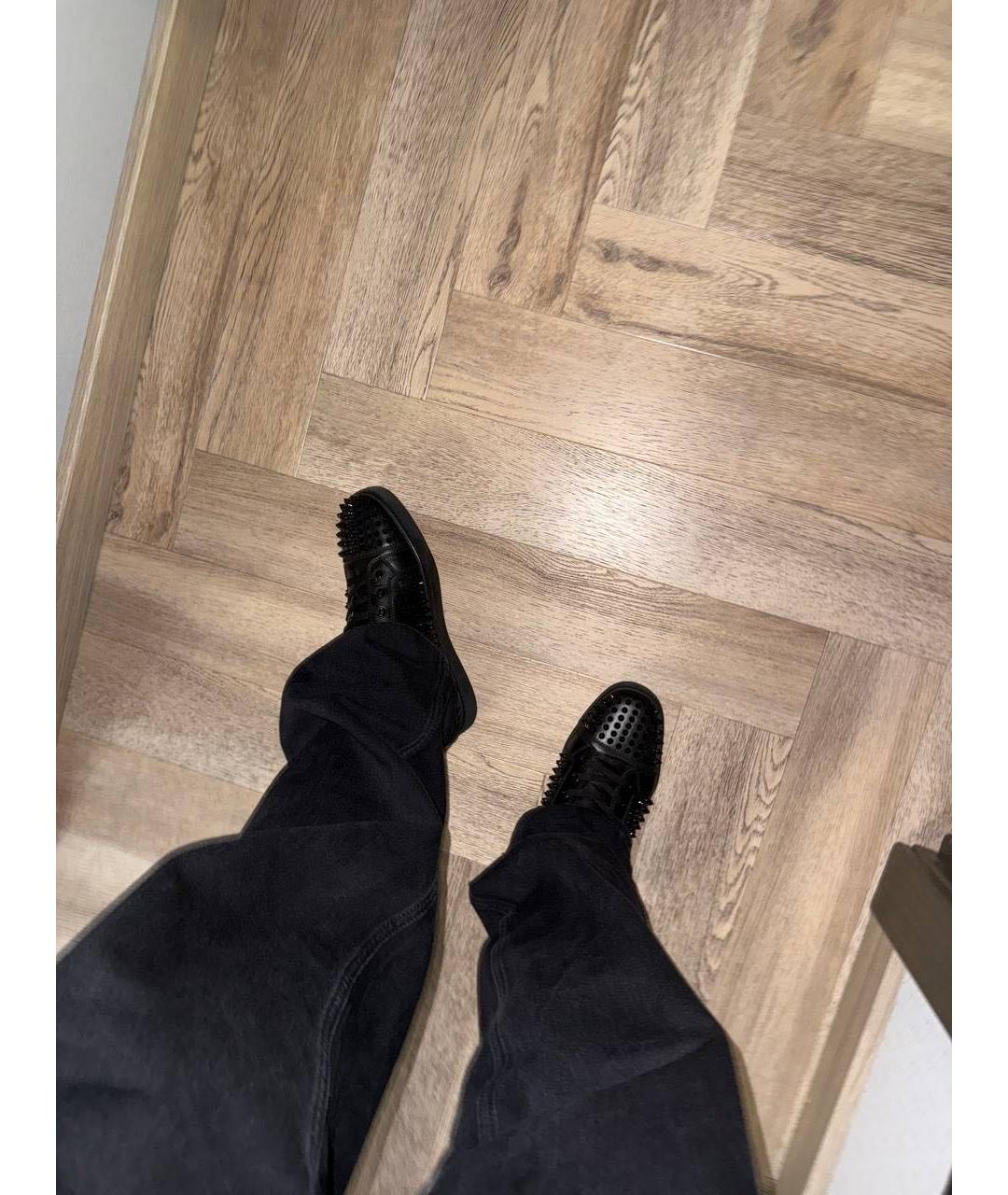 CHRISTIAN LOUBOUTIN Черные кожаные высокие кроссовки / кеды, фото 6