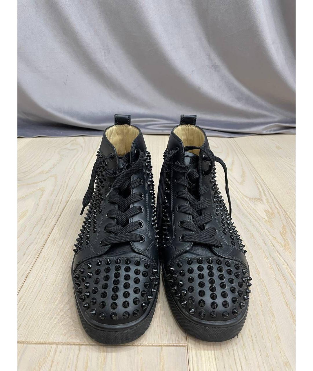 CHRISTIAN LOUBOUTIN Черные кожаные высокие кроссовки / кеды, фото 2