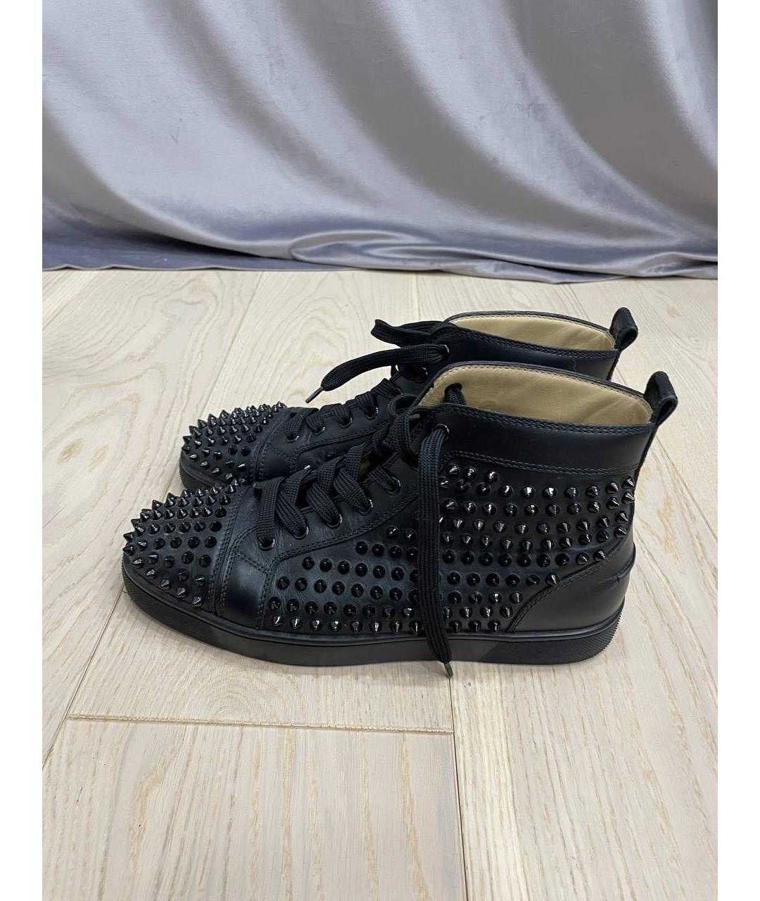 CHRISTIAN LOUBOUTIN Черные кожаные высокие кроссовки / кеды, фото 5