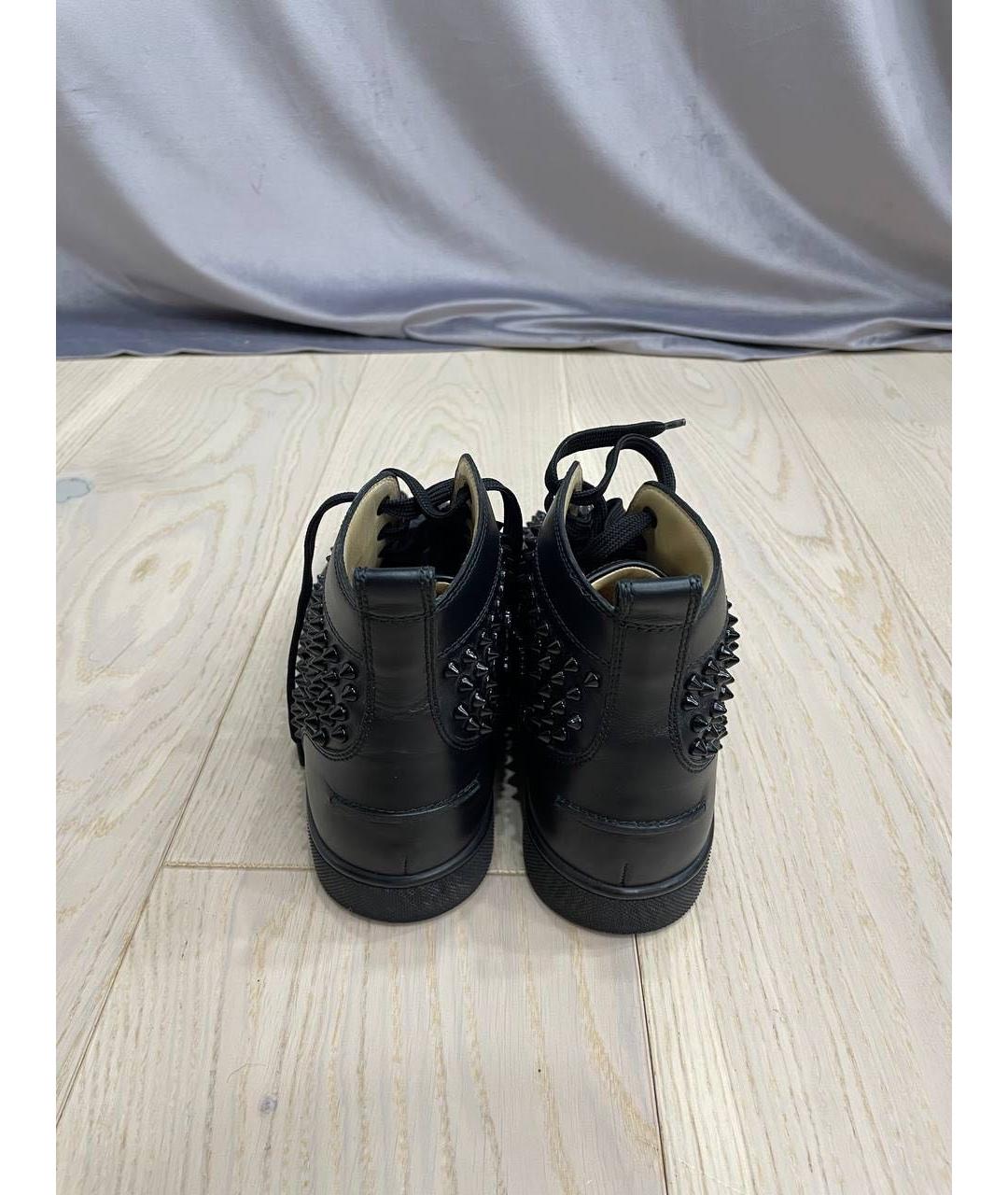 CHRISTIAN LOUBOUTIN Черные кожаные высокие кроссовки / кеды, фото 4