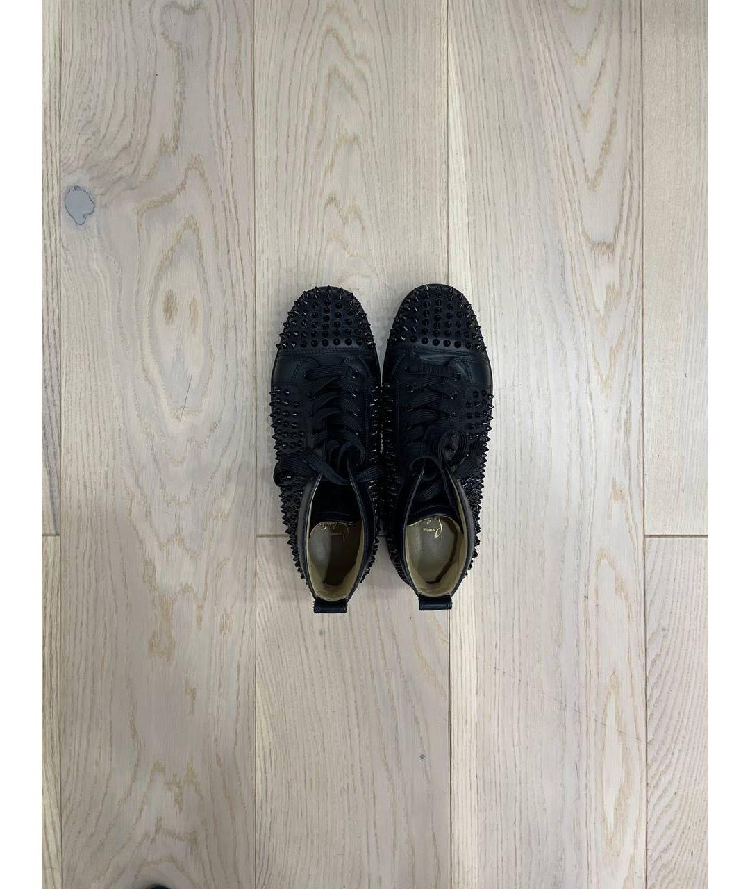 CHRISTIAN LOUBOUTIN Черные кожаные высокие кроссовки / кеды, фото 3