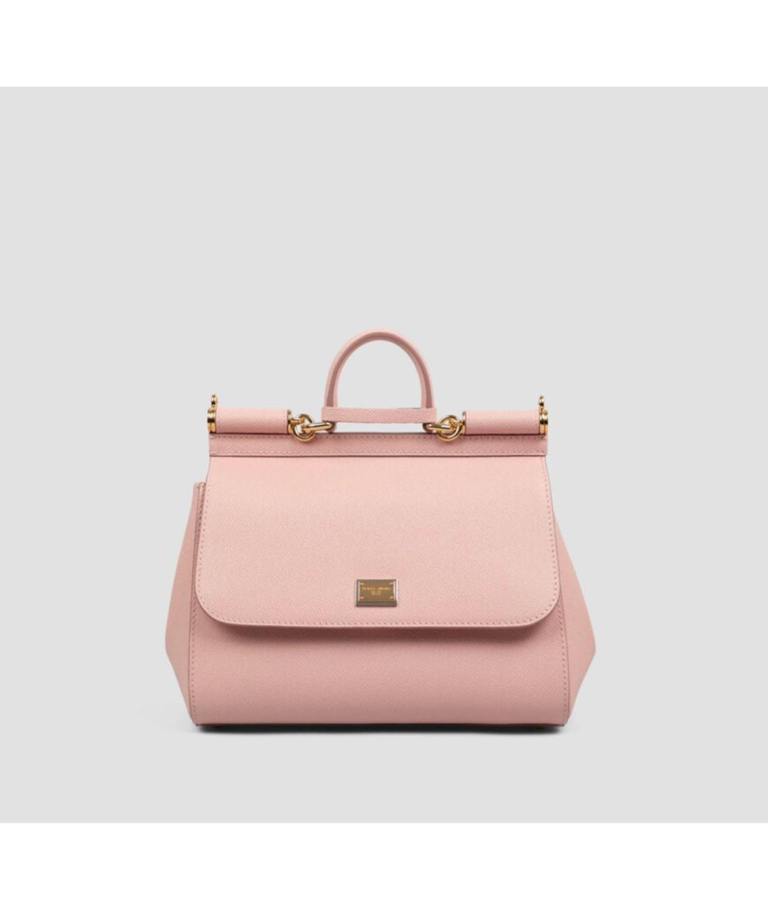 DOLCE&GABBANA Розовая кожаная сумка с короткими ручками, фото 5