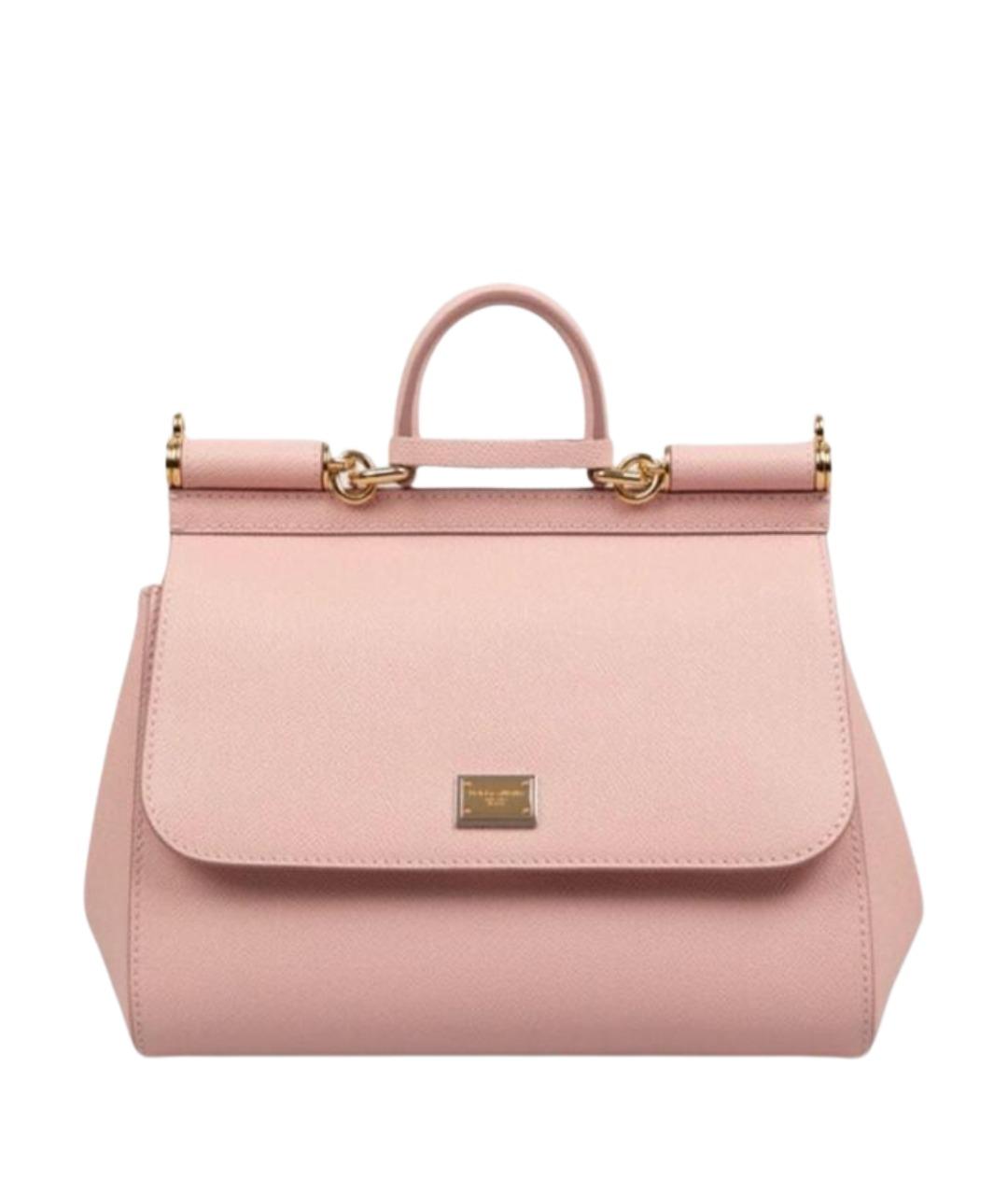 DOLCE&GABBANA Розовая кожаная сумка с короткими ручками, фото 1