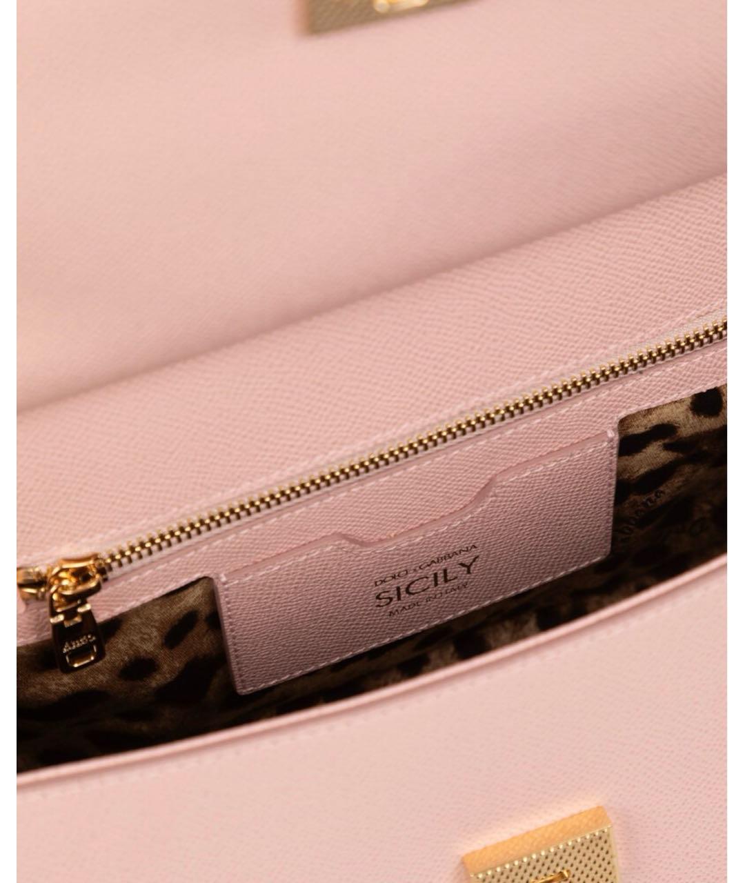 DOLCE&GABBANA Розовая кожаная сумка с короткими ручками, фото 4