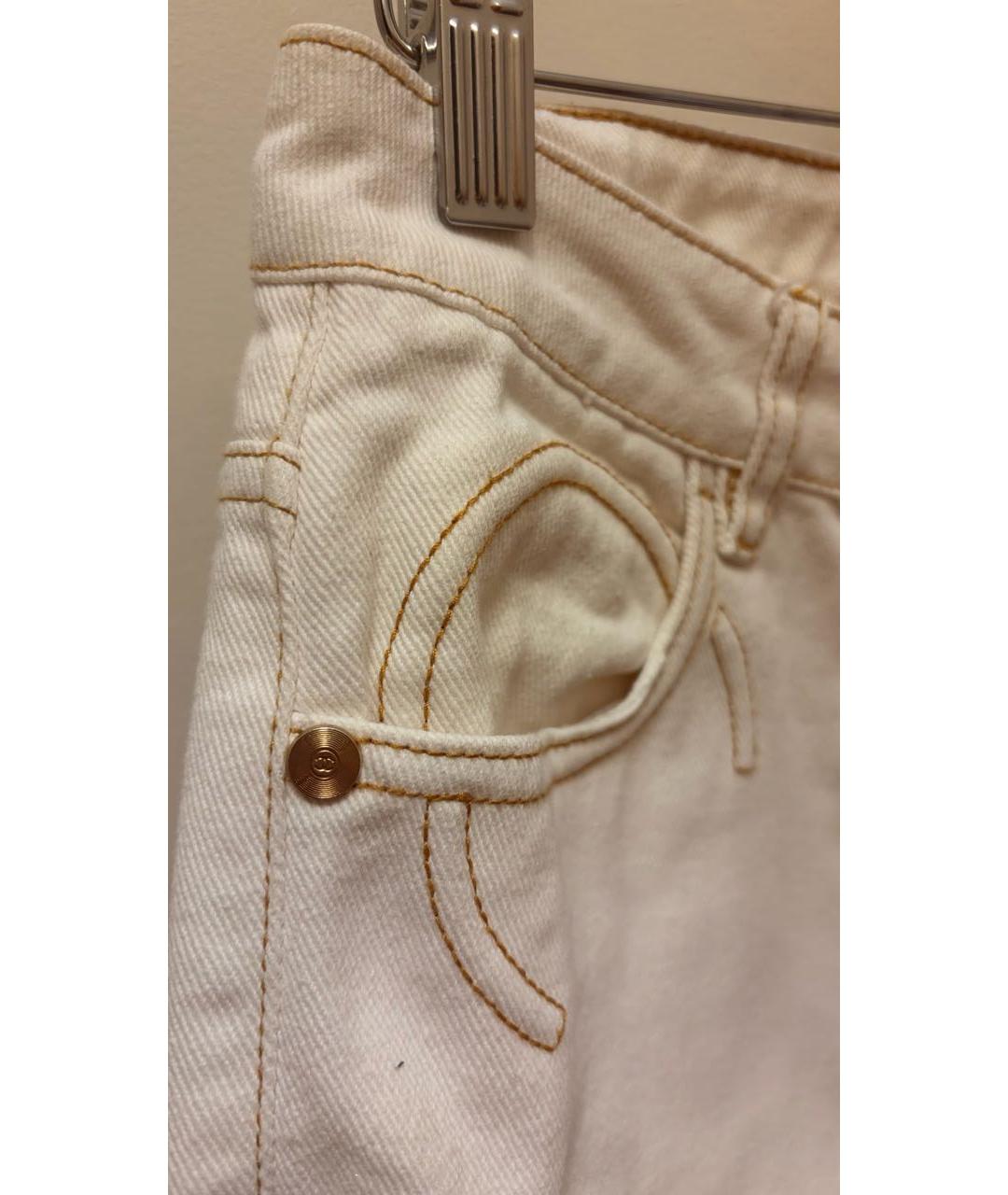 CHANEL Бежевые хлопковые джинсы слим, фото 8