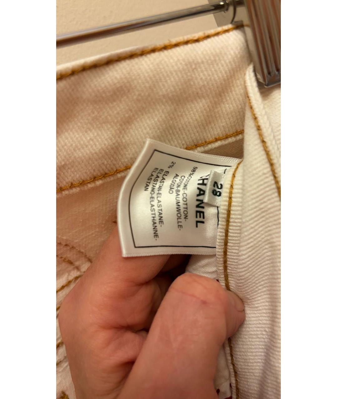 CHANEL Бежевые хлопковые джинсы слим, фото 6