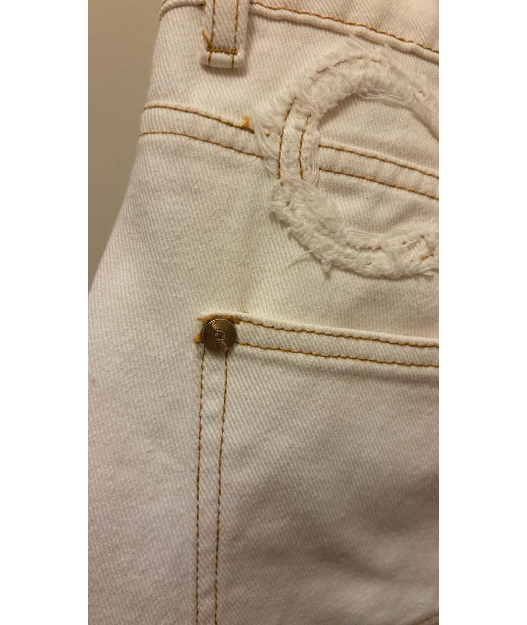 CHANEL Бежевые хлопковые джинсы слим, фото 5