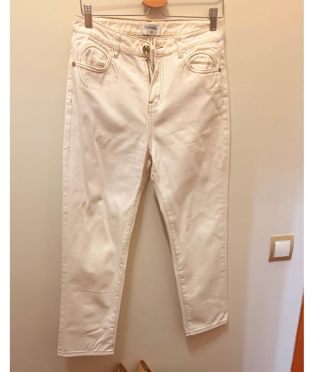CHANEL Бежевые хлопковые джинсы слим, фото 9