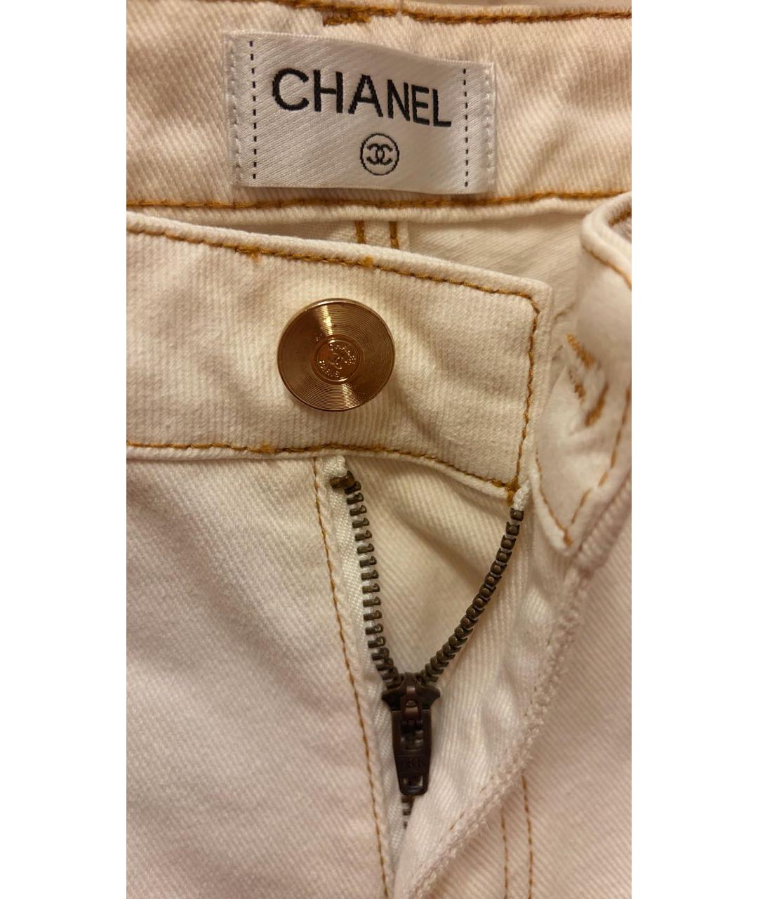 CHANEL Бежевые хлопковые джинсы слим, фото 4