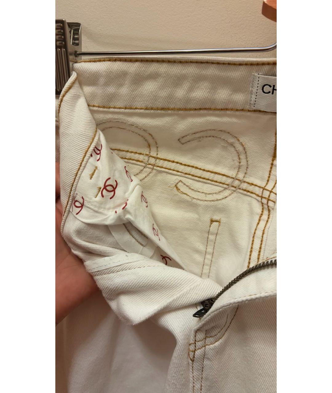 CHANEL Бежевые хлопковые джинсы слим, фото 3