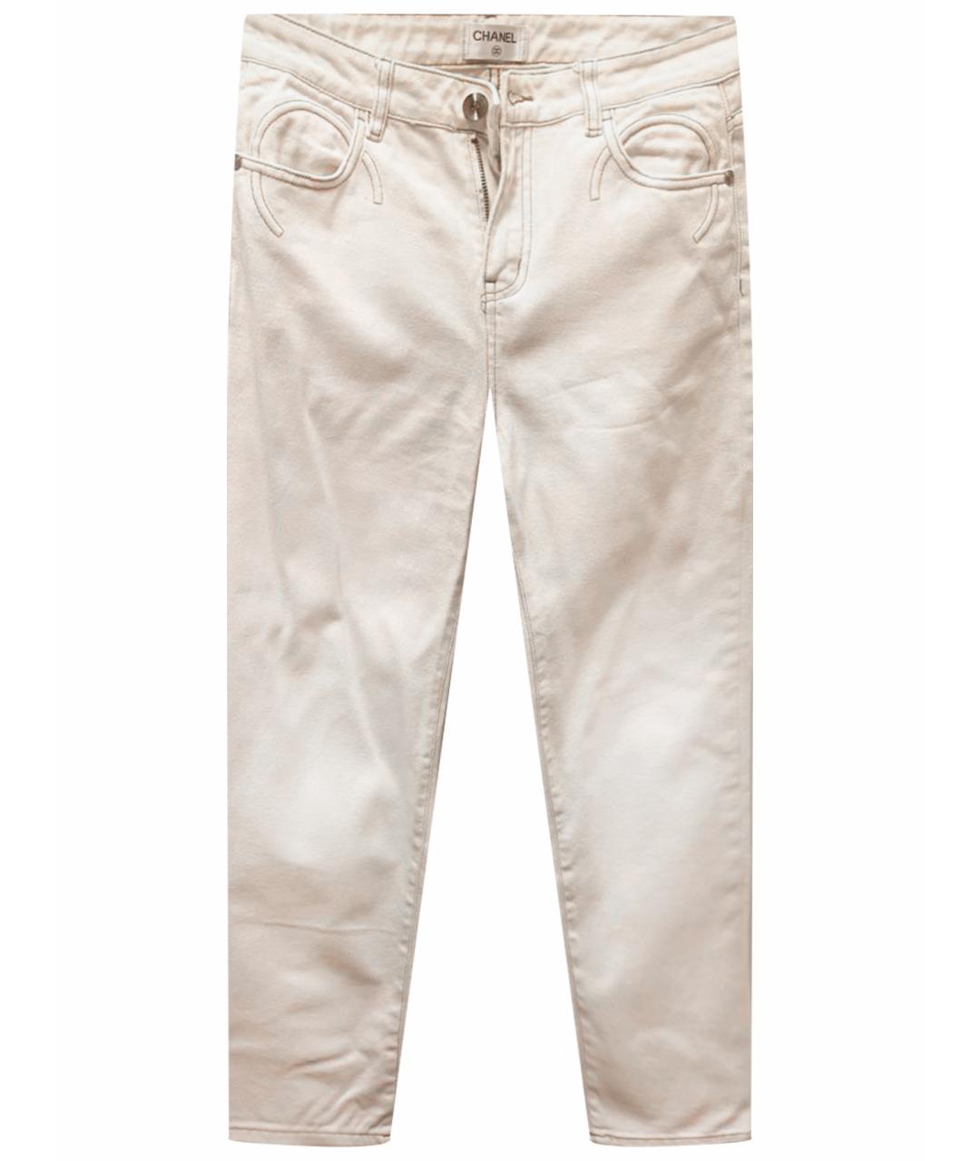 CHANEL Бежевые хлопковые джинсы слим, фото 1
