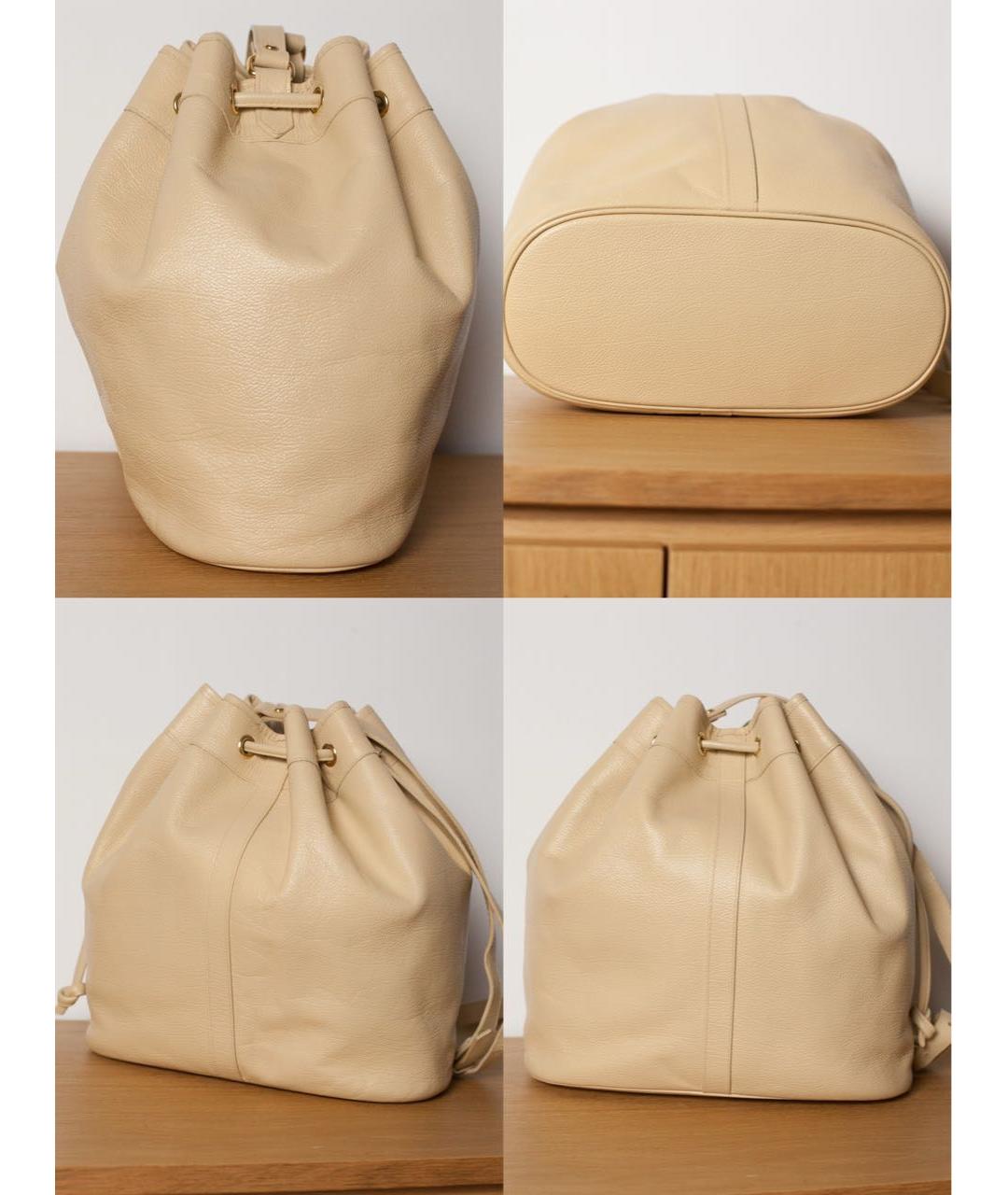 SAINT LAURENT Бежевая кожаная сумка через плечо, фото 6