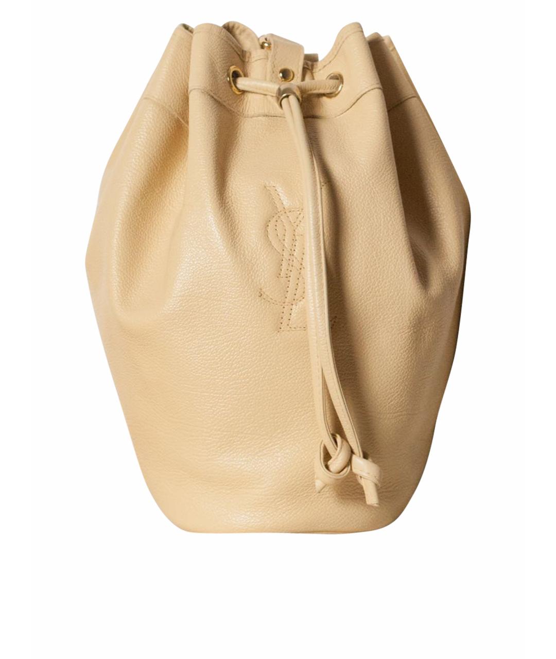 SAINT LAURENT Бежевая кожаная сумка через плечо, фото 1