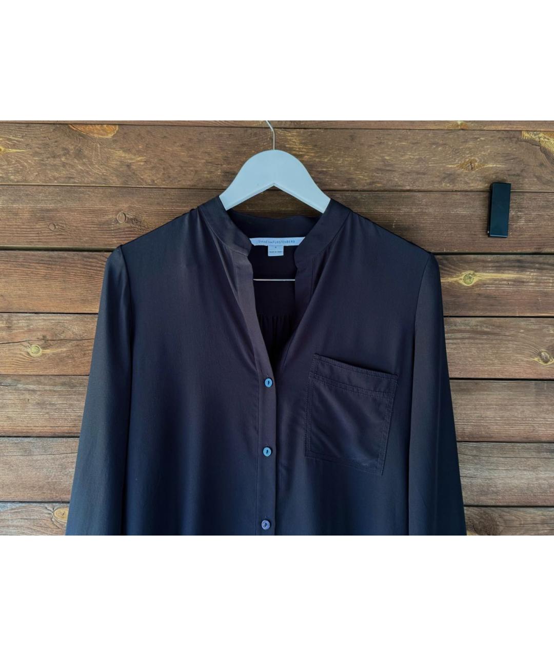 DIANE VON FURSTENBERG Черная шелковая блузы, фото 3