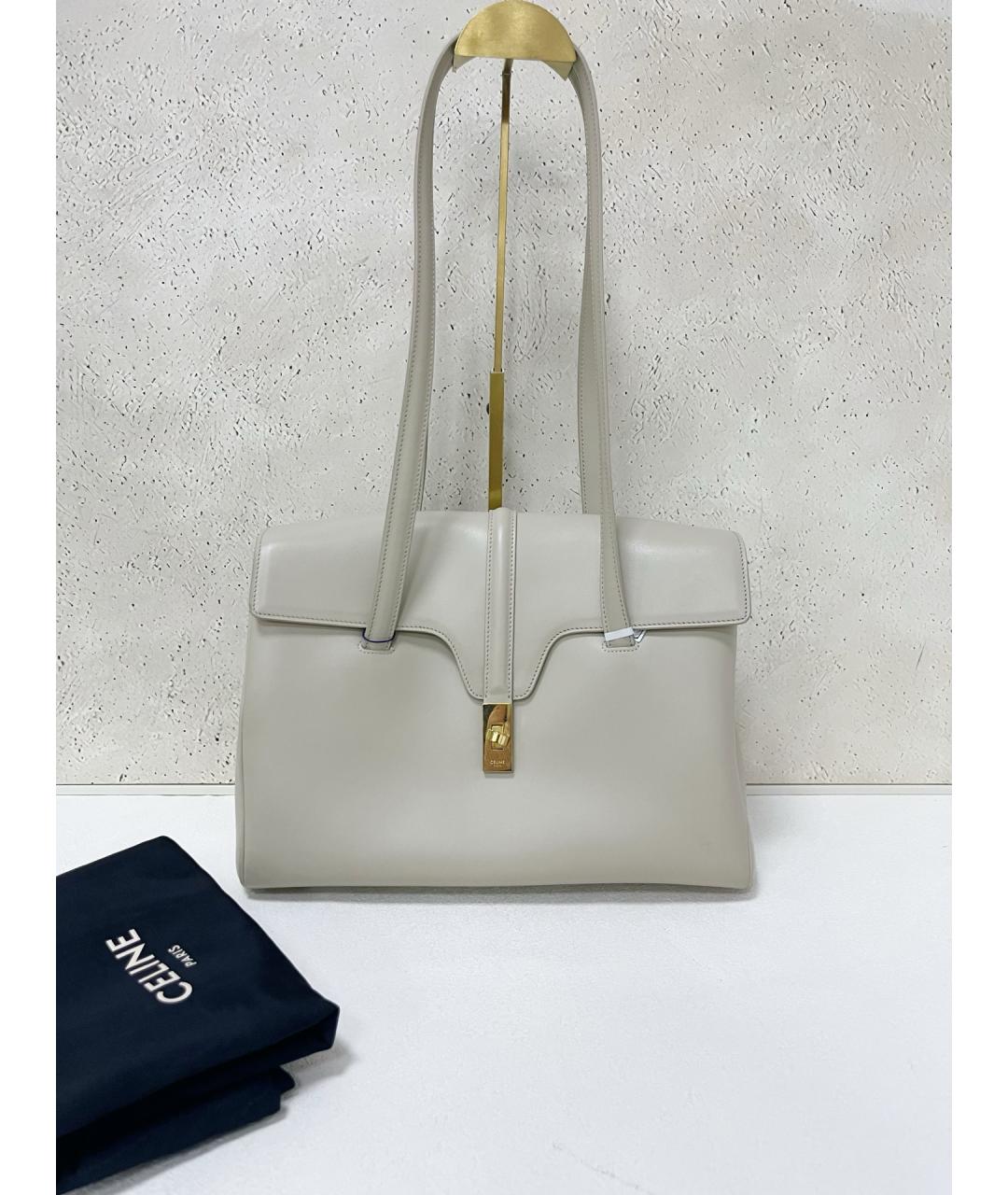 CELINE Серая кожаная сумка тоут, фото 7