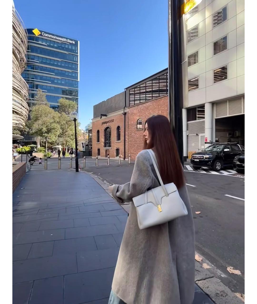 CELINE Серая кожаная сумка тоут, фото 6