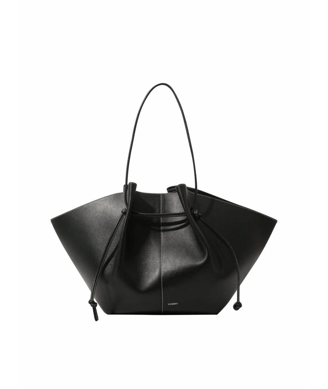 YUZEFI Черная кожаная сумка тоут, фото 1