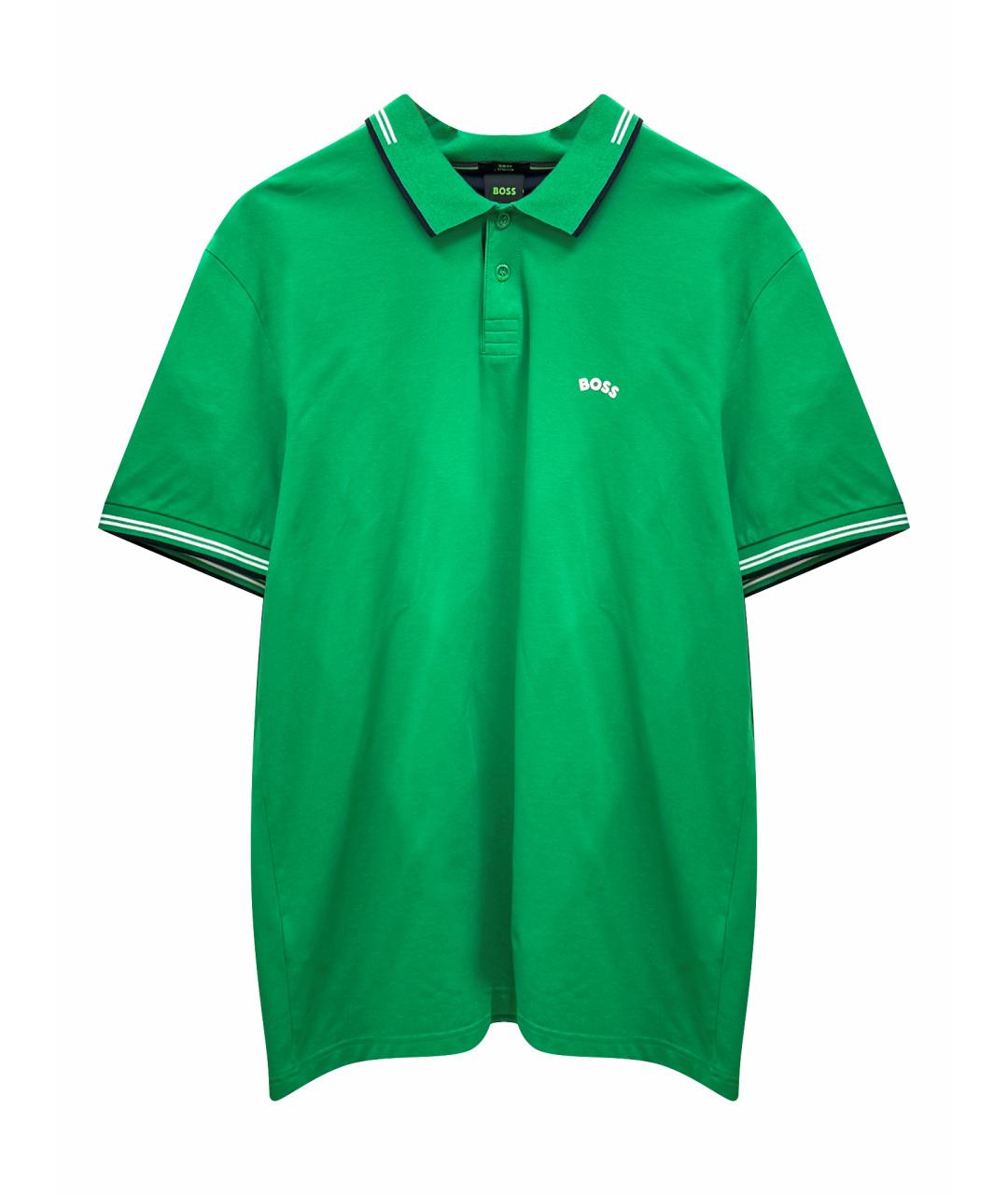 HUGO BOSS Зеленые хлопко-эластановое поло с коротким рукавом, фото 1