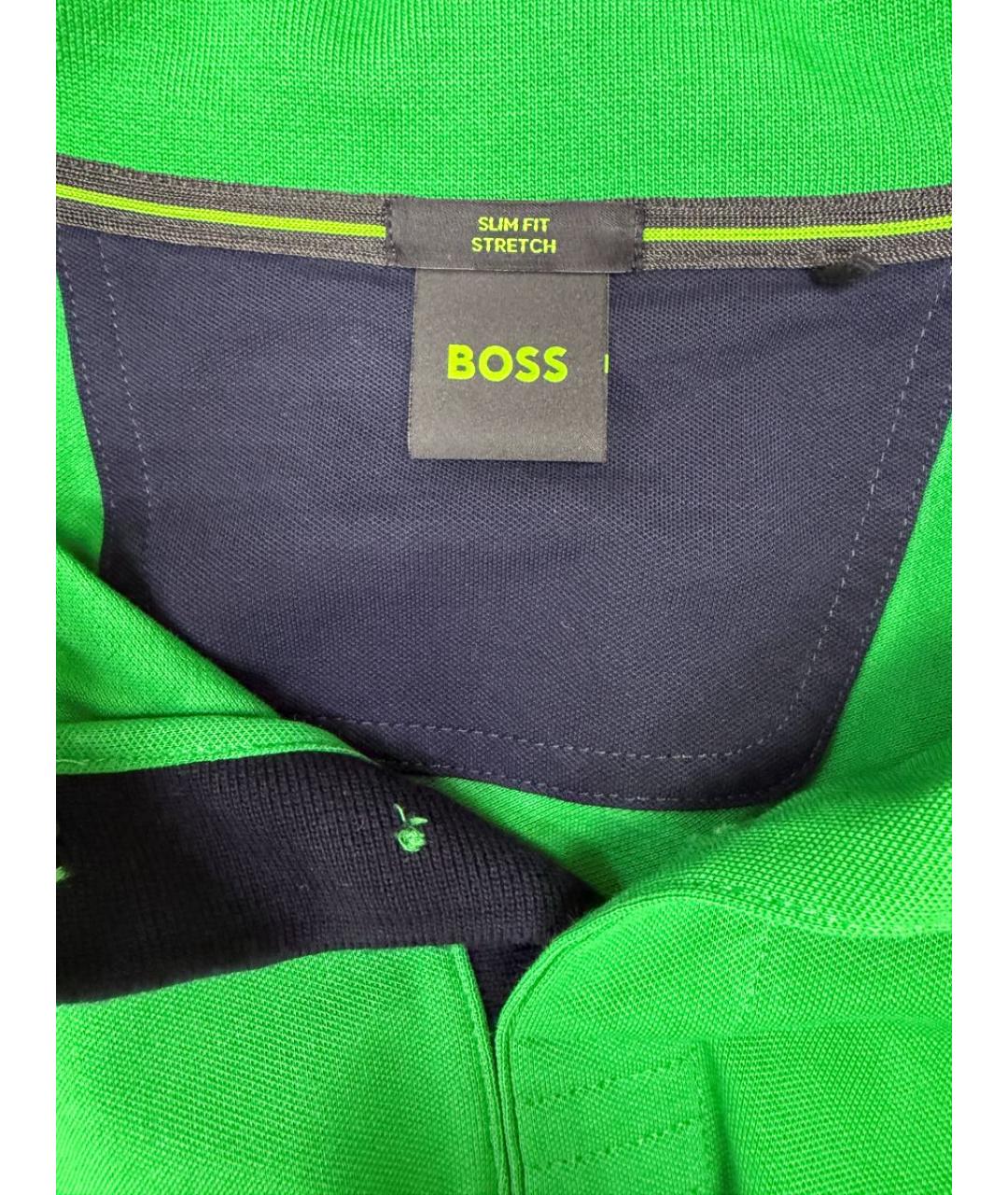 HUGO BOSS Зеленые хлопко-эластановое поло с коротким рукавом, фото 3