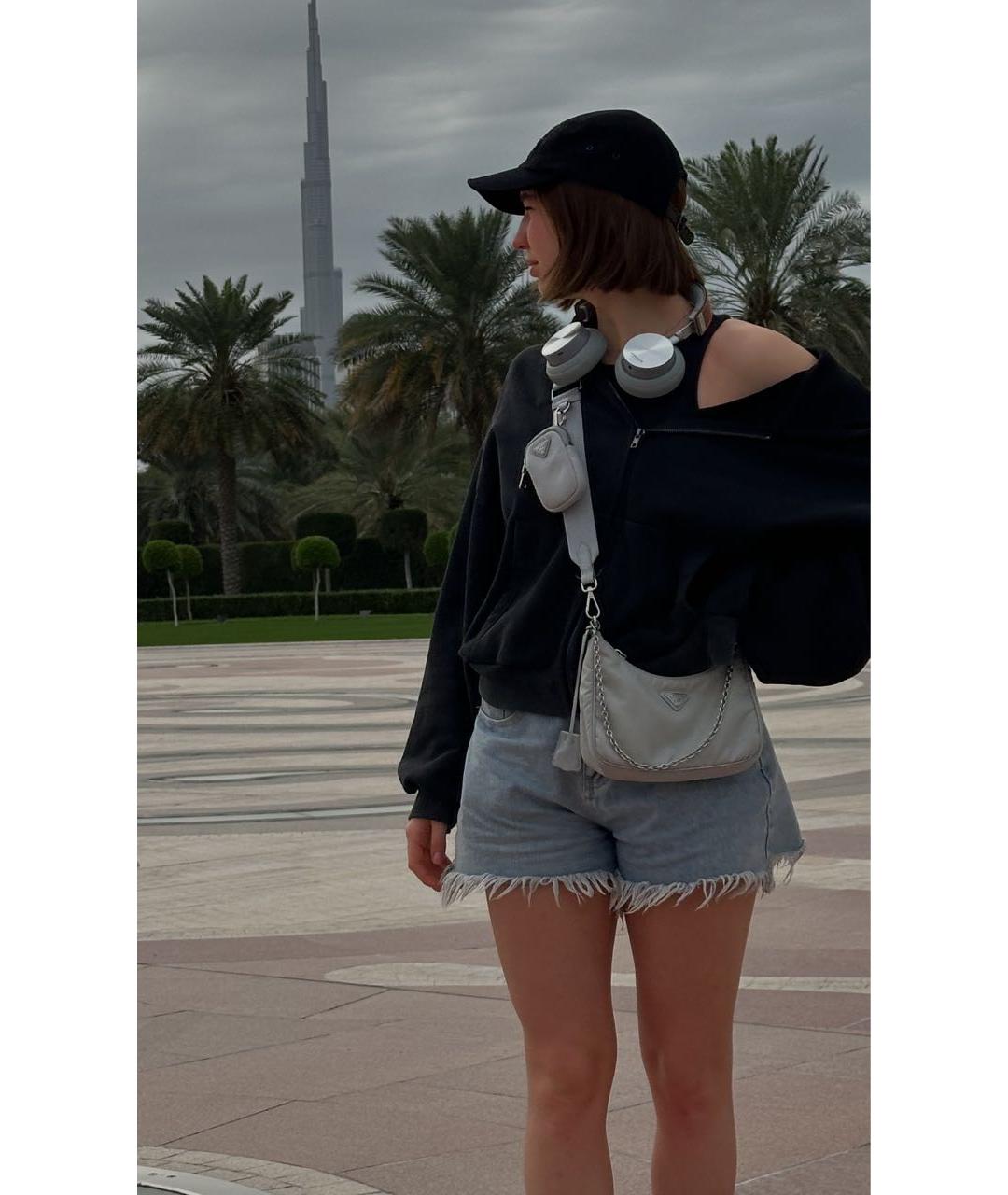 PRADA Голубая тканевая сумка через плечо, фото 5