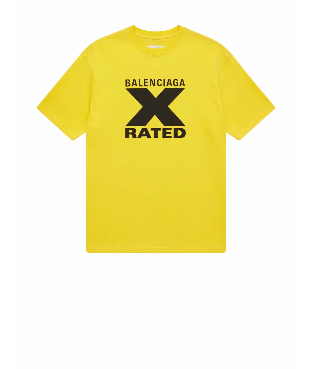 BALENCIAGA Желтая хлопковая футболка, фото 1