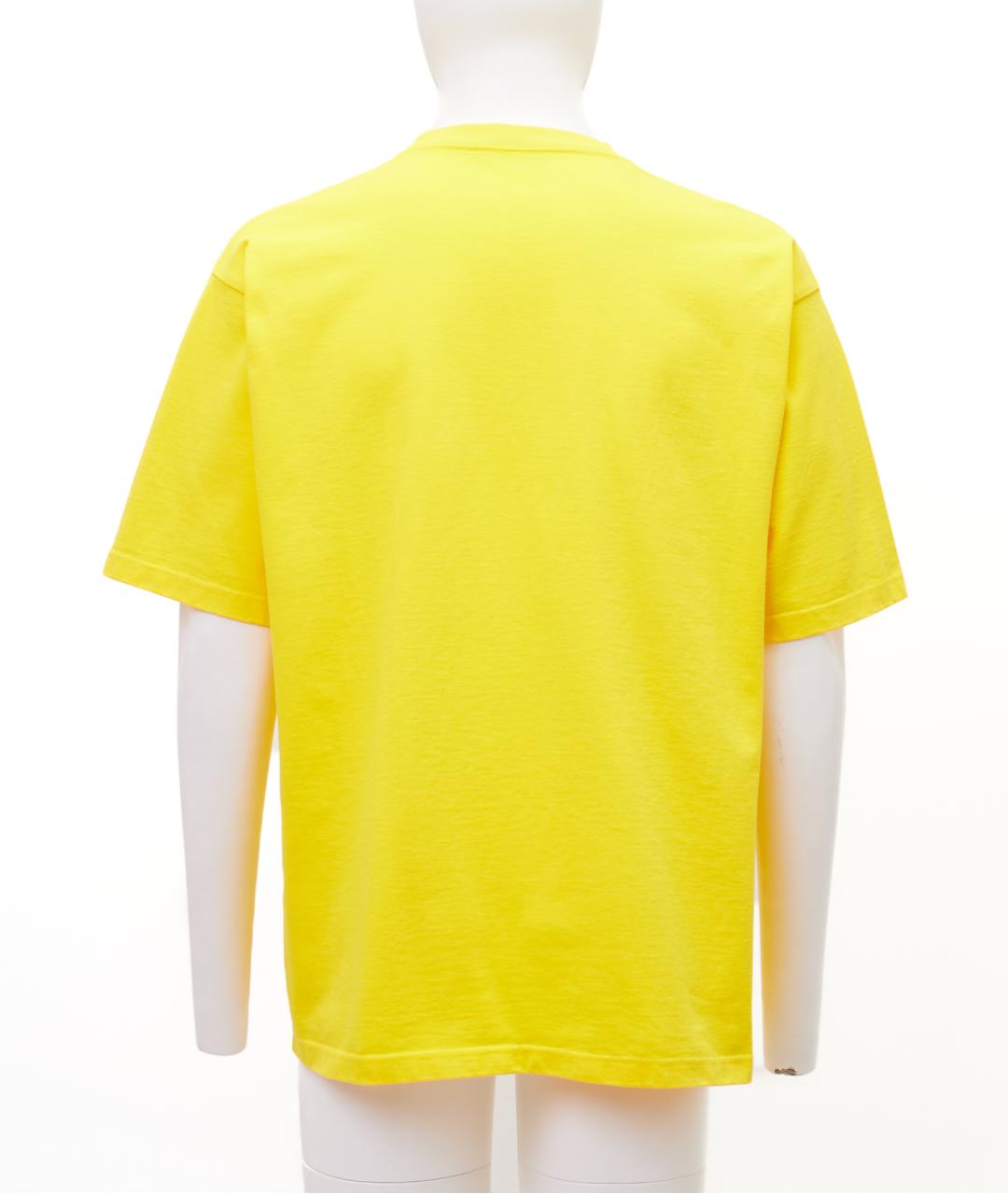 BALENCIAGA Желтая хлопковая футболка, фото 2
