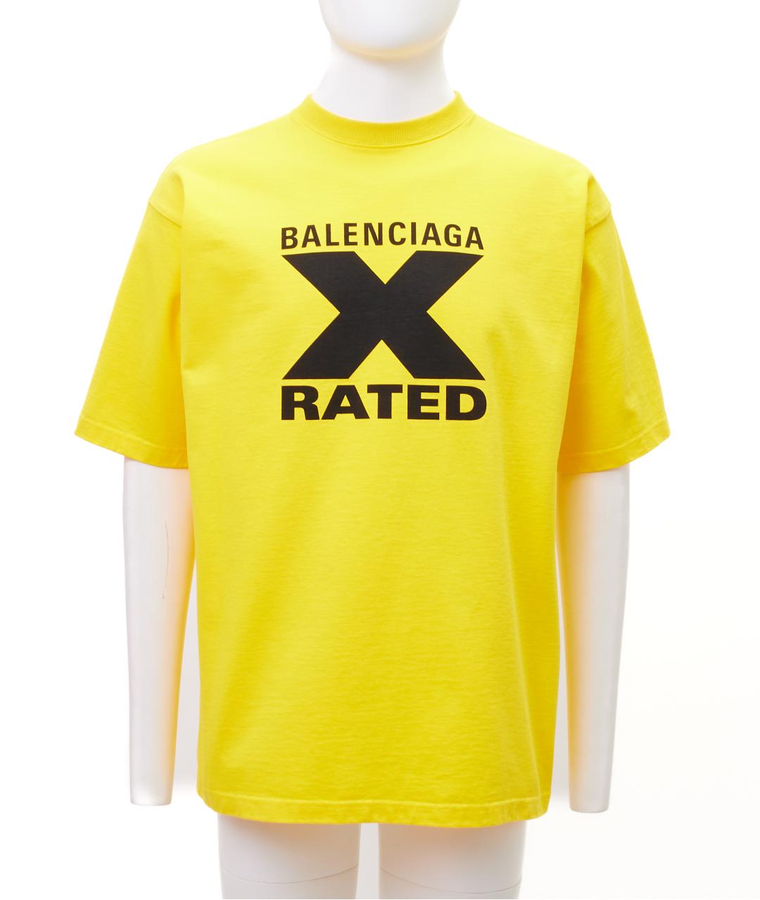 BALENCIAGA Желтая хлопковая футболка, фото 7