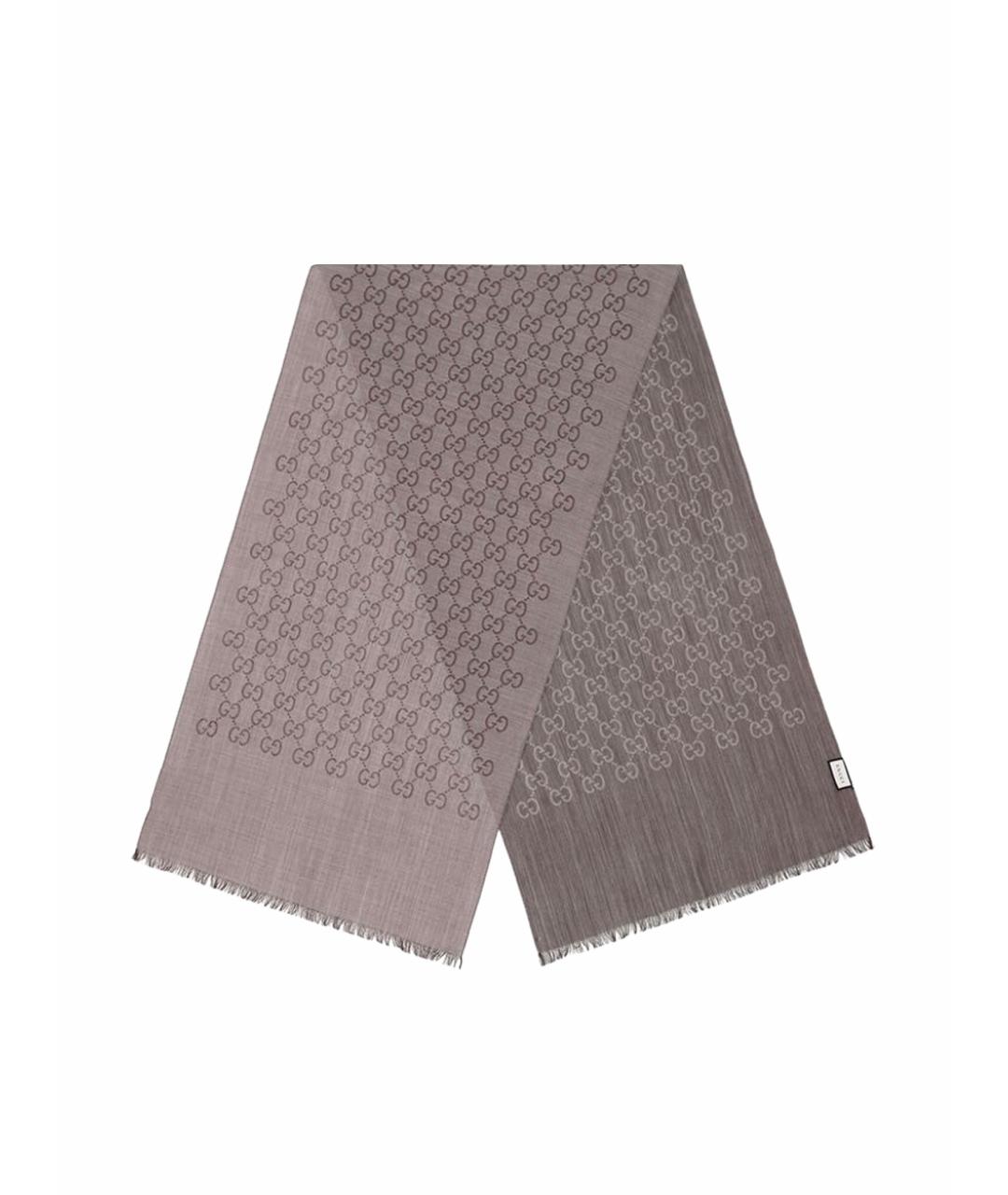 GUCCI Коричневый шерстяной шарф, фото 1