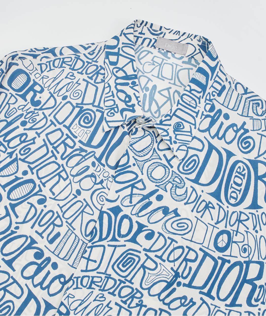 CHRISTIAN DIOR Голубая шелковая кэжуал рубашка, фото 5