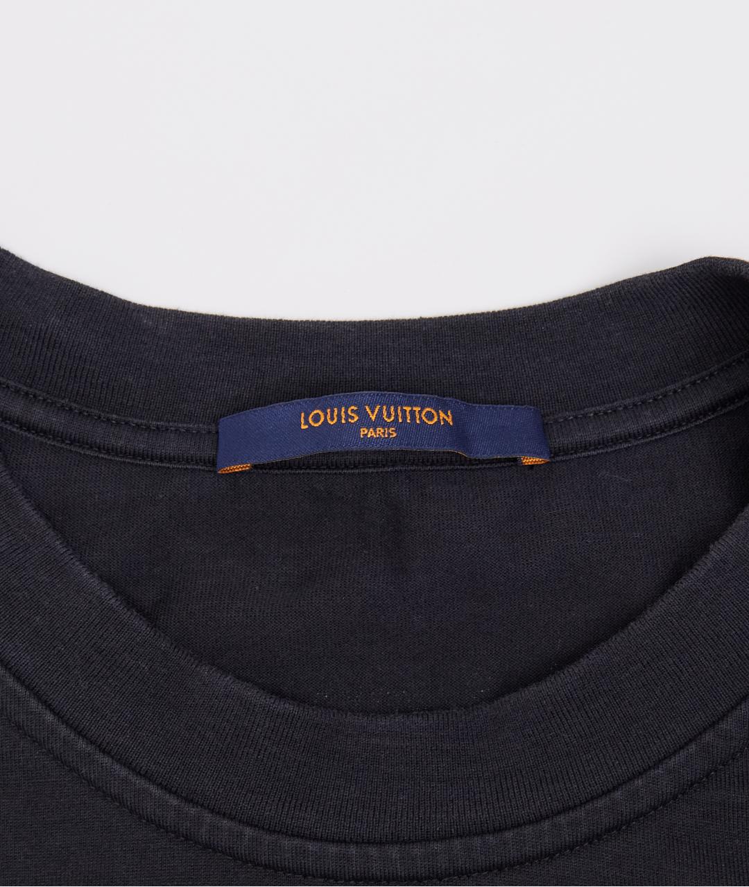 LOUIS VUITTON Черная хлопковая футболка, фото 3