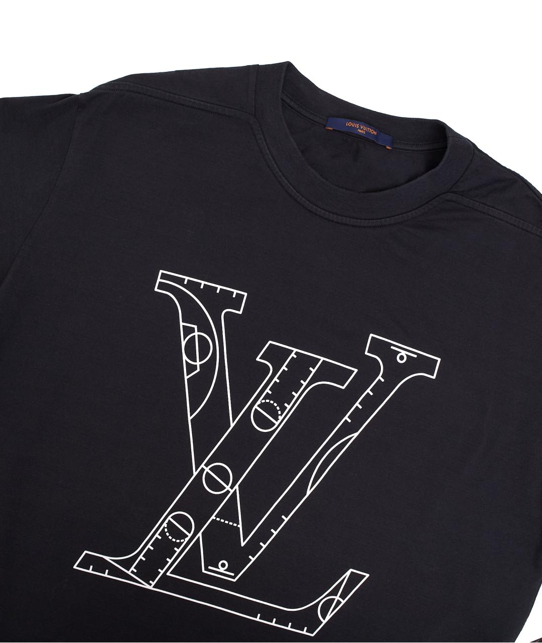 LOUIS VUITTON Черная хлопковая футболка, фото 4