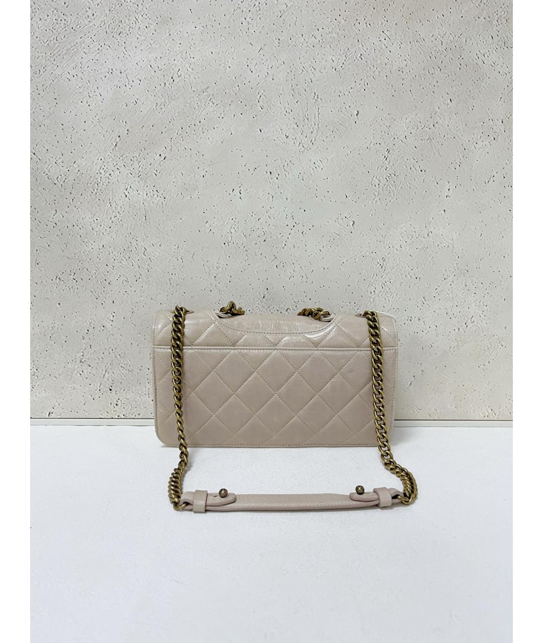 CHANEL Бежевая кожаная сумка через плечо, фото 2