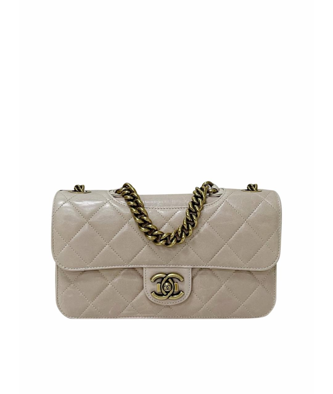 CHANEL Бежевая кожаная сумка через плечо, фото 1