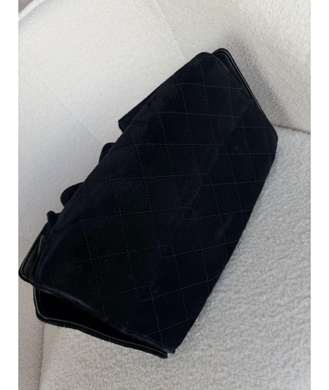 CHANEL Черная замшевая сумка с короткими ручками, фото 5