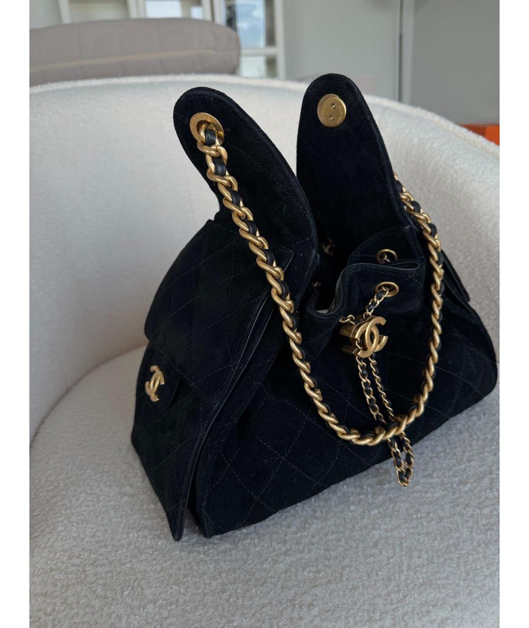 CHANEL Черная замшевая сумка с короткими ручками, фото 3