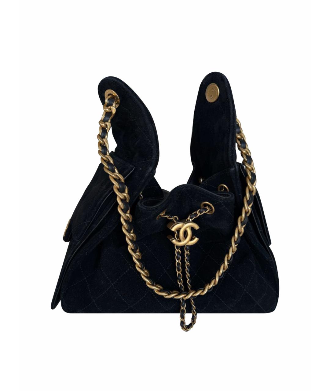 CHANEL Черная замшевая сумка с короткими ручками, фото 1