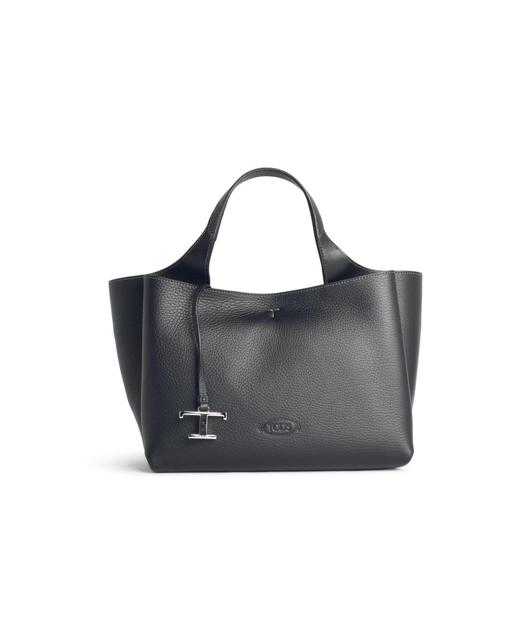 TOD'S Черная кожаная сумка тоут, фото 1