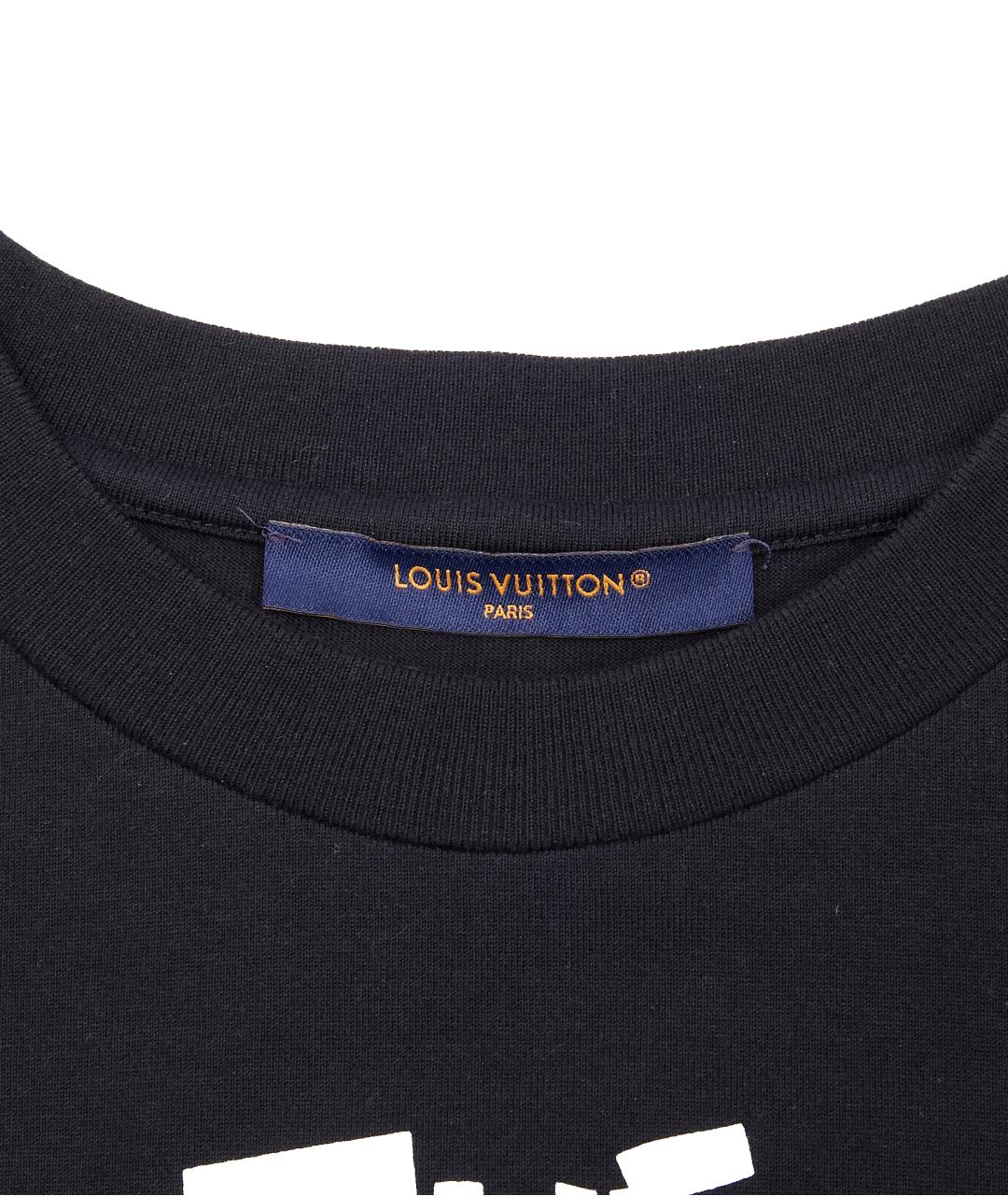 LOUIS VUITTON Черная хлопковая футболка, фото 3