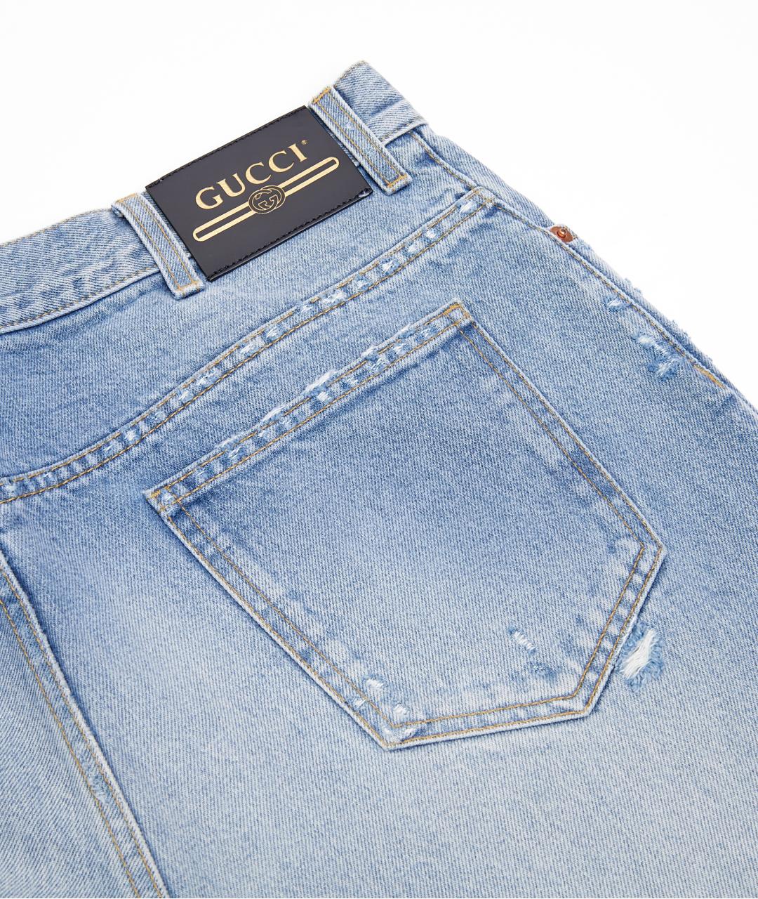 GUCCI Голубые хлопковые прямые джинсы, фото 5