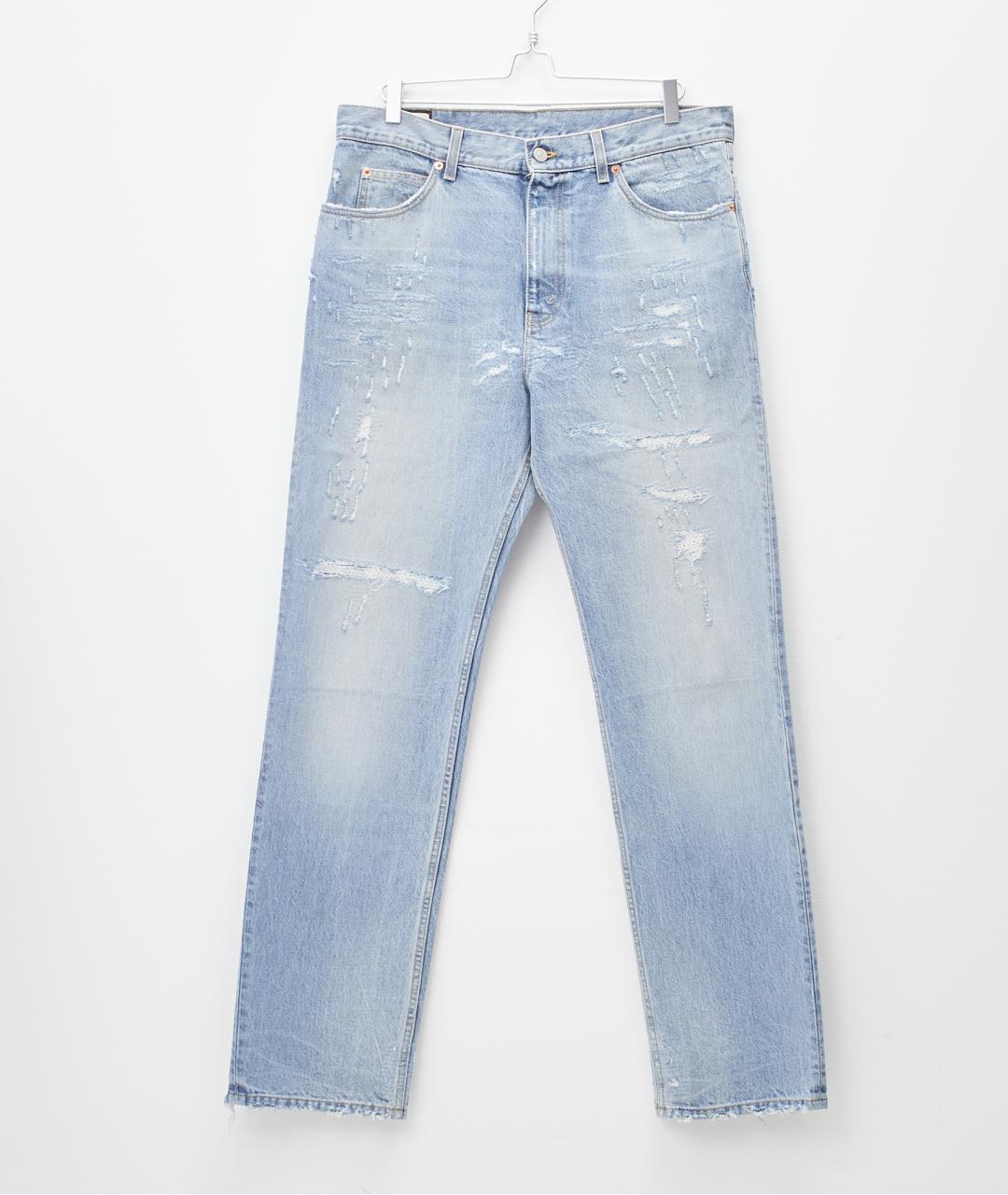 GUCCI Голубые хлопковые прямые джинсы, фото 6