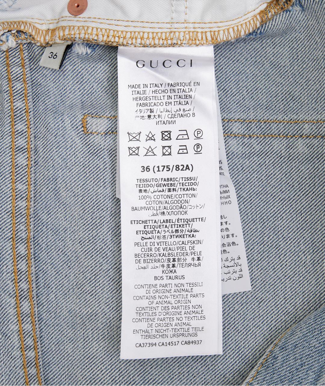 GUCCI Голубые хлопковые прямые джинсы, фото 4