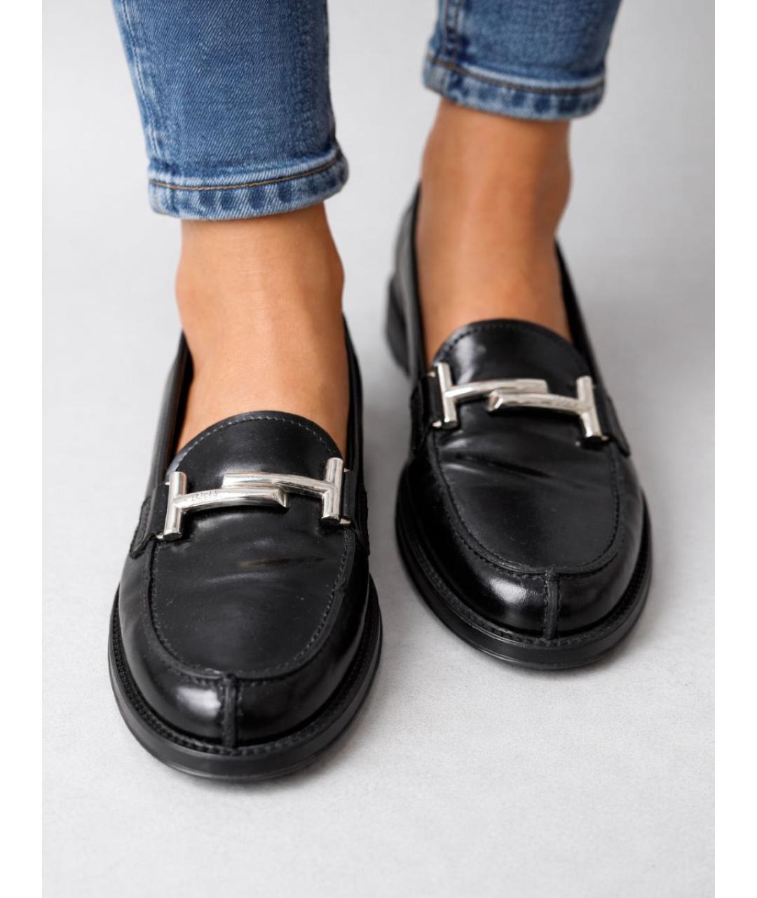 TOD'S Черные кожаные лоферы, фото 8