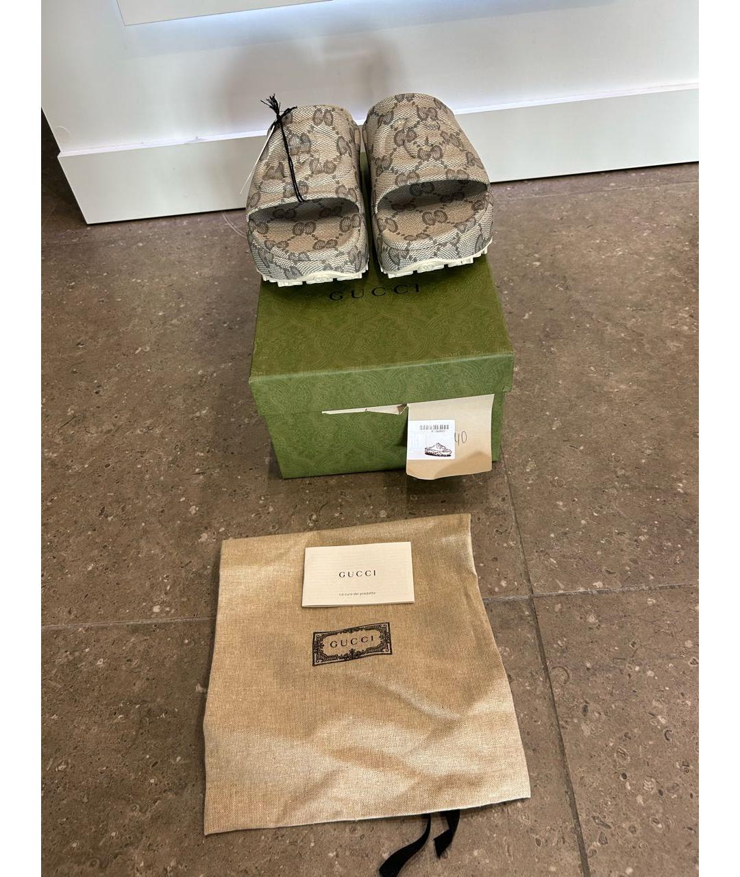 GUCCI BEAUTY Бежевые резиновые шлепанцы, фото 5