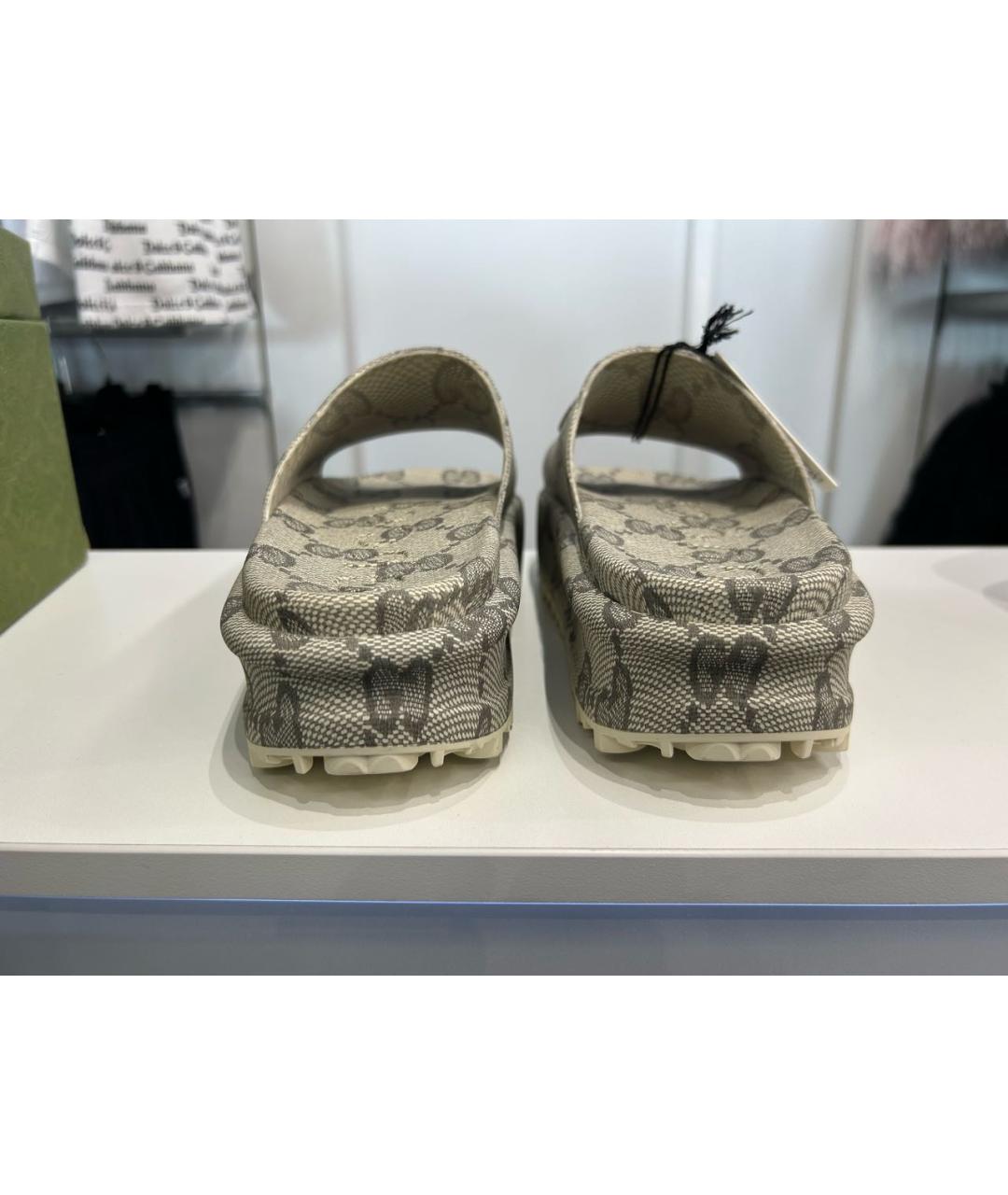 GUCCI BEAUTY Бежевые резиновые шлепанцы, фото 4