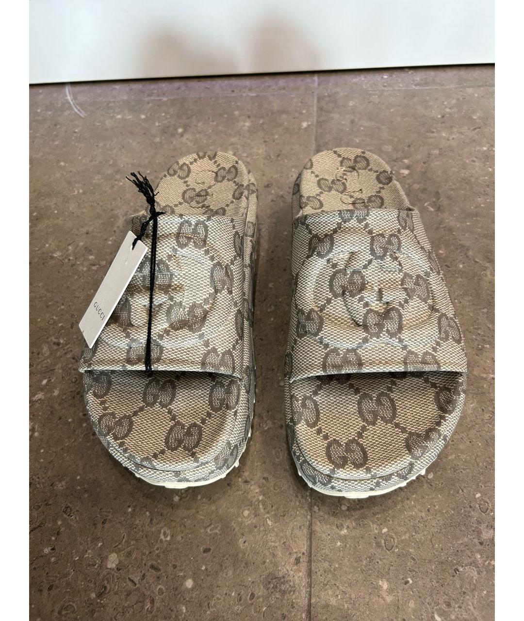 GUCCI BEAUTY Бежевые резиновые шлепанцы, фото 2