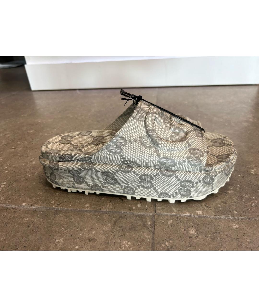 GUCCI BEAUTY Бежевые резиновые шлепанцы, фото 9