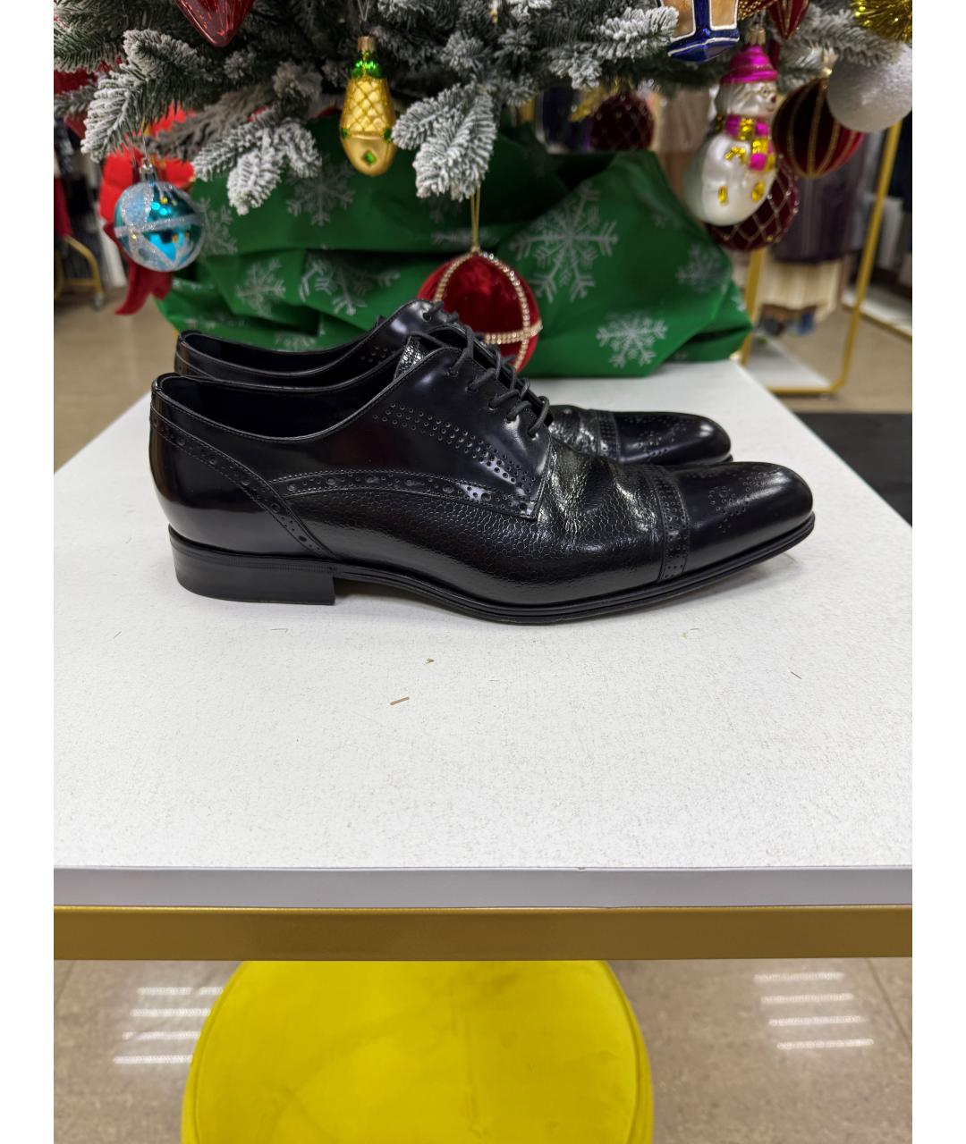 DOLCE&GABBANA Черные кожаные туфли, фото 2