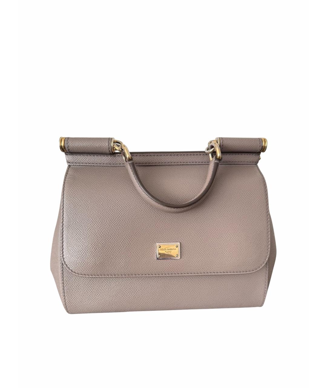 DOLCE&GABBANA Серая кожаная сумка с короткими ручками, фото 7