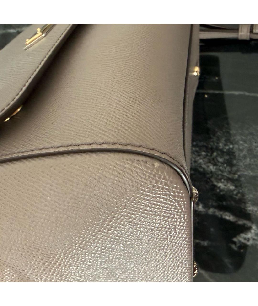 DOLCE&GABBANA Серая кожаная сумка с короткими ручками, фото 5