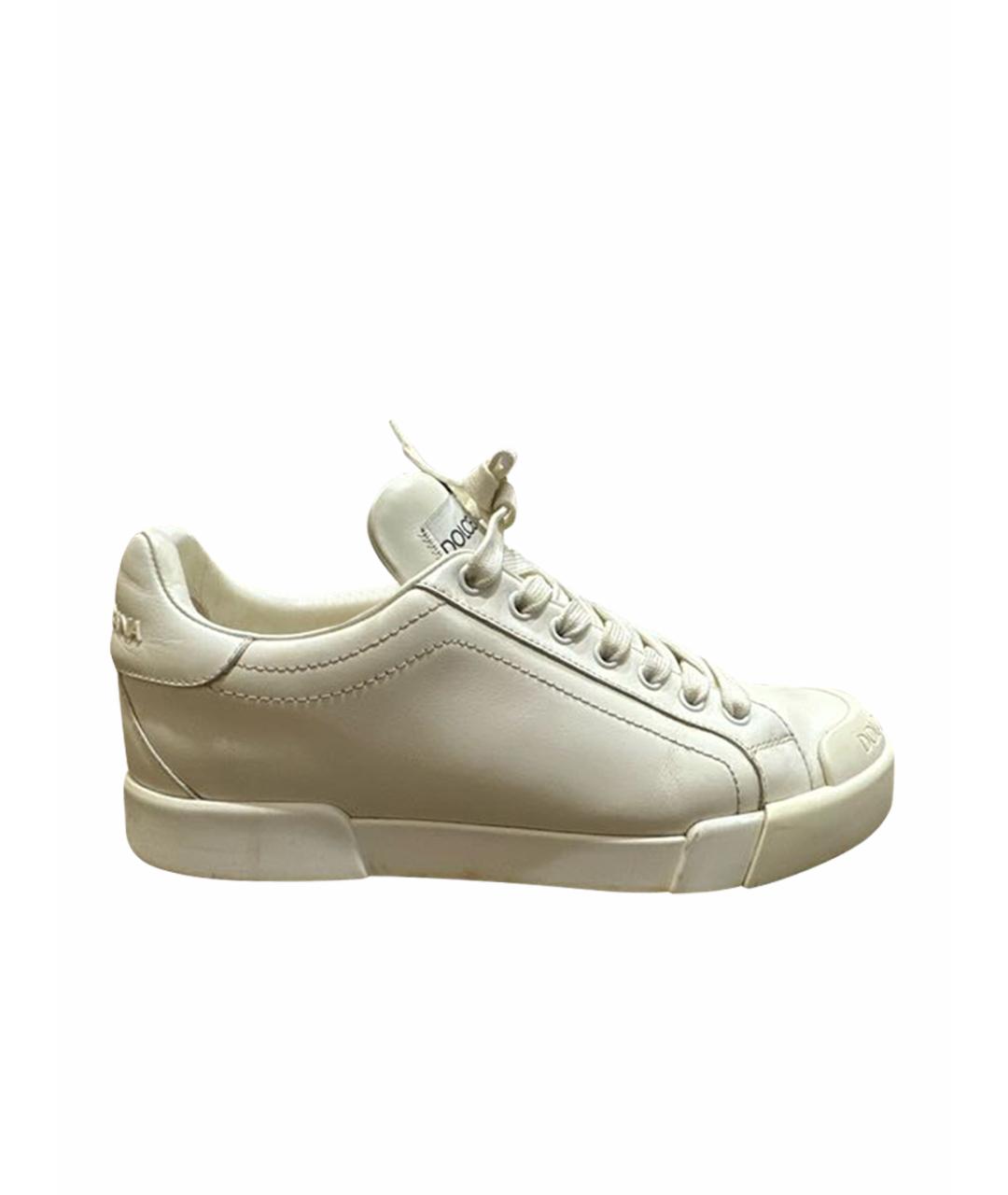 DOLCE&GABBANA Белые кожаные кеды, фото 1